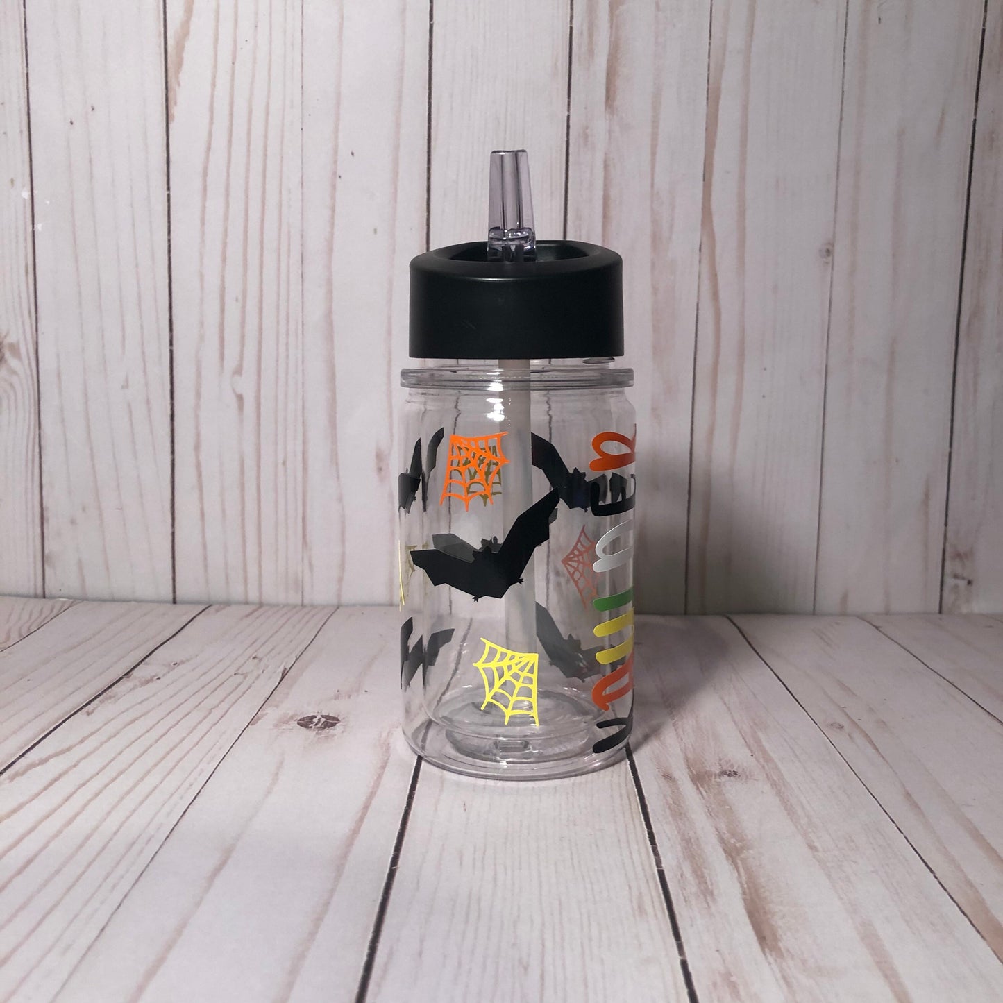 Halloween Themed Water Bottle, Bat Print Tumbler, Bat Cup, Kids Halloween Tumbler, Children's Halloween Cup, Spooky Happy Halloween