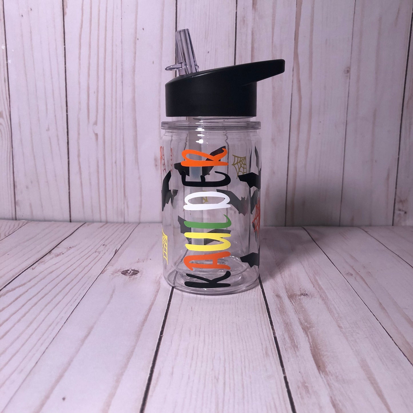 Halloween Themed Water Bottle, Bat Print Tumbler, Bat Cup, Kids Halloween Tumbler, Children's Halloween Cup, Spooky Happy Halloween