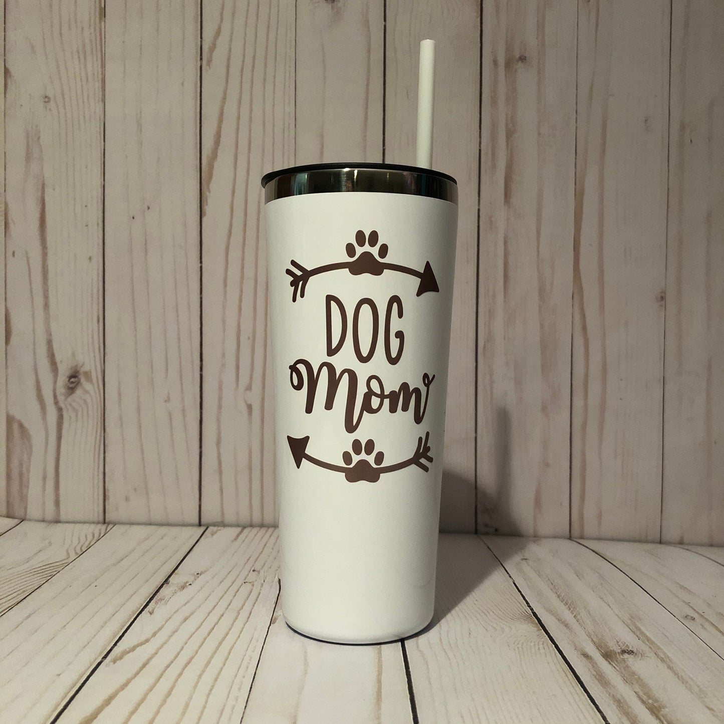 Dog Mom Tumbler with Straw, Dog Lover Water Cup, New Dog Christmas Gift, Dog Mom Water Bottle, Stainless Steel for Hot and Cold, Pet Tumbler