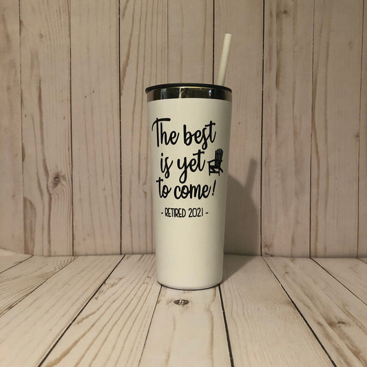 Retirement Gift for Women The best is yet to come insulated coffee mug, Coworker Farewell Travel Tumbler, 22oz hot cold personalized Cup