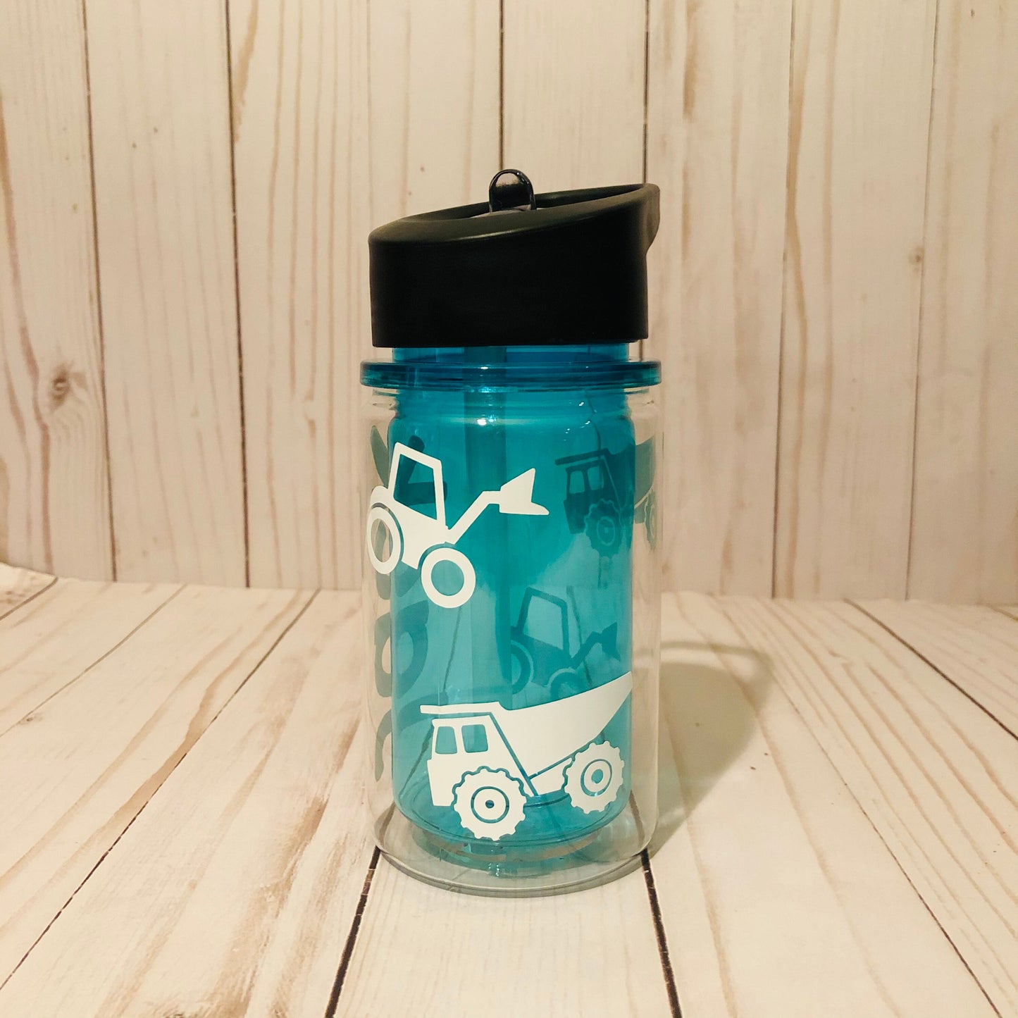 Custom Construction Truck Tumbler Kid Cup, Personalized Excavator Dump Truck Water Bottle, Truck Lover Gift, Construction Birthday Favor