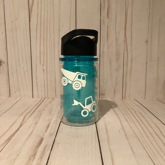 Custom Construction Truck Tumbler Kid Cup, Personalized Excavator Dump Truck Water Bottle, Truck Lover Gift, Construction Birthday Favor