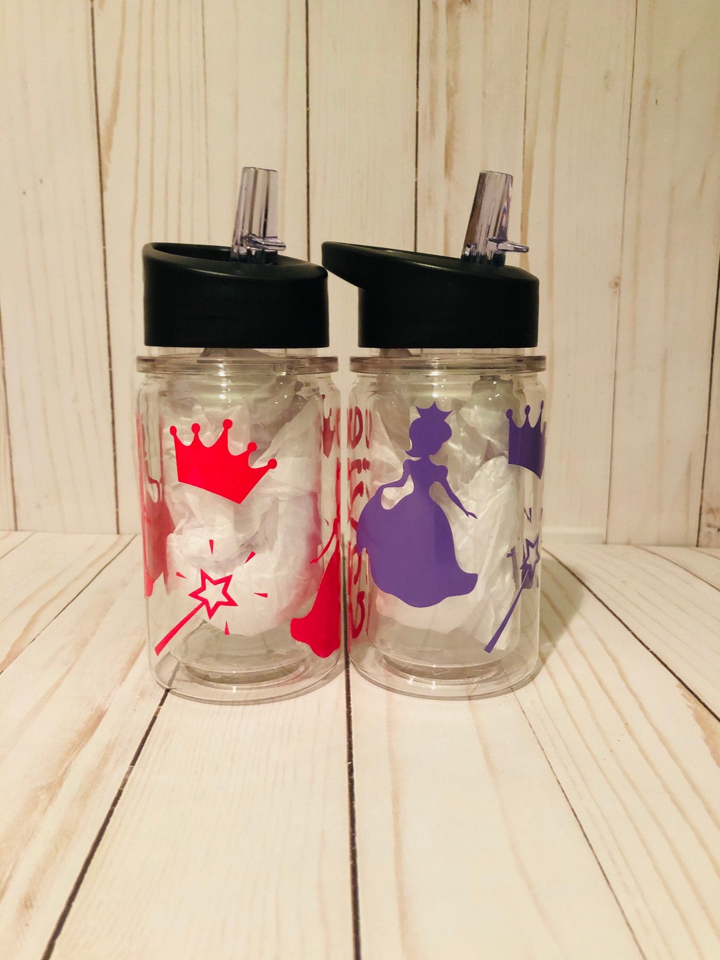 Personalized Princess Flip Top Water Bottle, BPA Free Little Princess Cup with Lid, Crown Tiara Custom School Water Bottle, Princess Gift