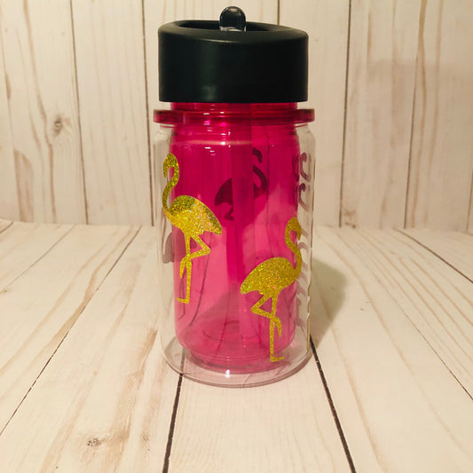 Flamingo Gift for Kids, Flamingo Glitter Tumbler, Flamingo Party Favor, Lilly P Inspired Personalized Tumbler, Little Girl Flamingo Cup