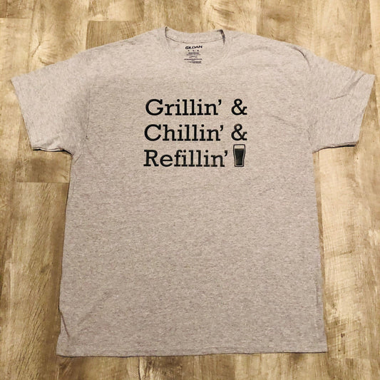 Funny Shirt for Men, Grilling Gift, Funny Husband Shirt, Gift for Dad, Grill Master Shirt, Chilling Grilling Refillin Shirt, Beer Lover Gift