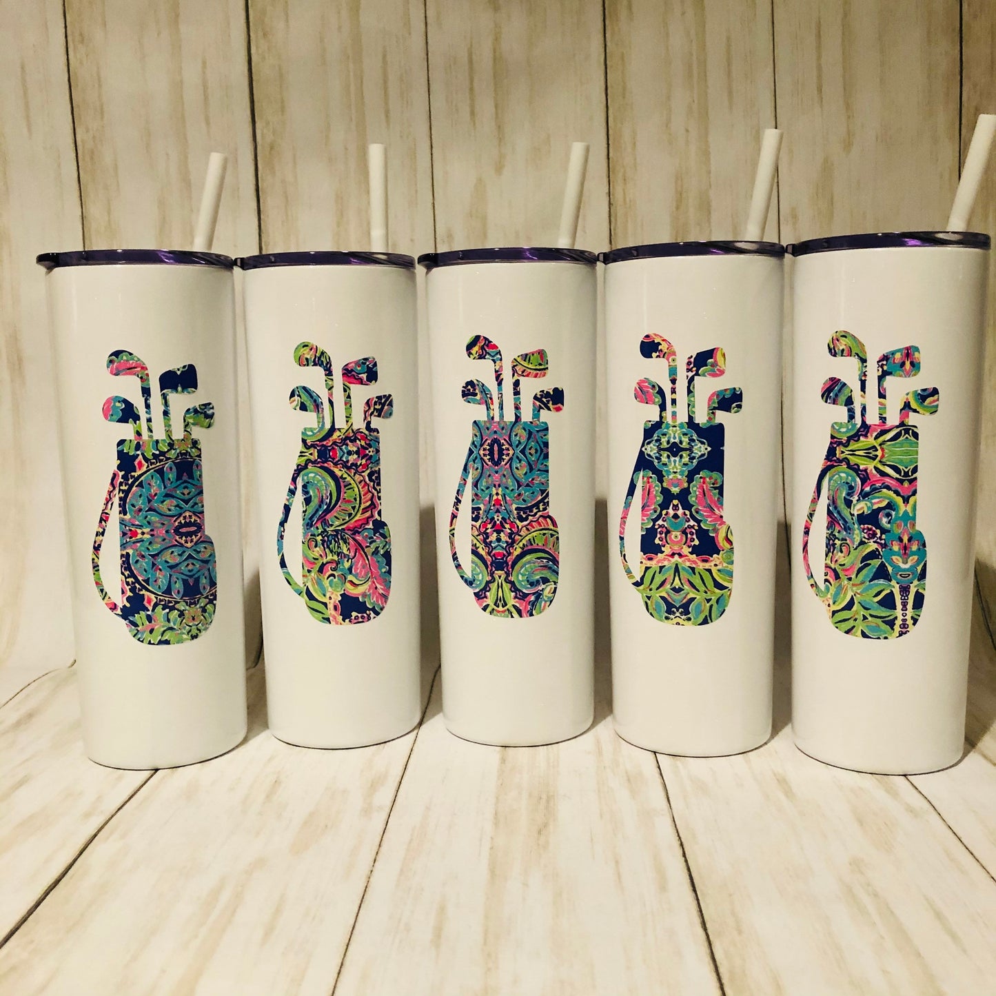 Golf Gift for Women, Golf Tumbler 20oz, Personalized Golf Tumbler, Iced Coffee Tumbler, Lilly Inspired Golf Cup, Golf Bag Tumbler