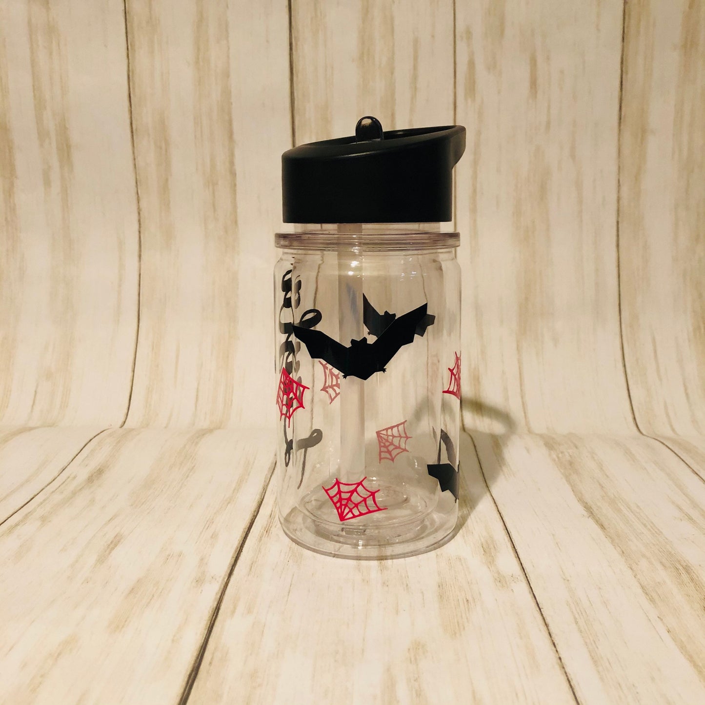 Halloween Themed Water Bottle,  Pink Halloween Decor, Bat Cup, Kids Halloween Tumbler, Children's Halloween Cup, Spooky Happy Halloween