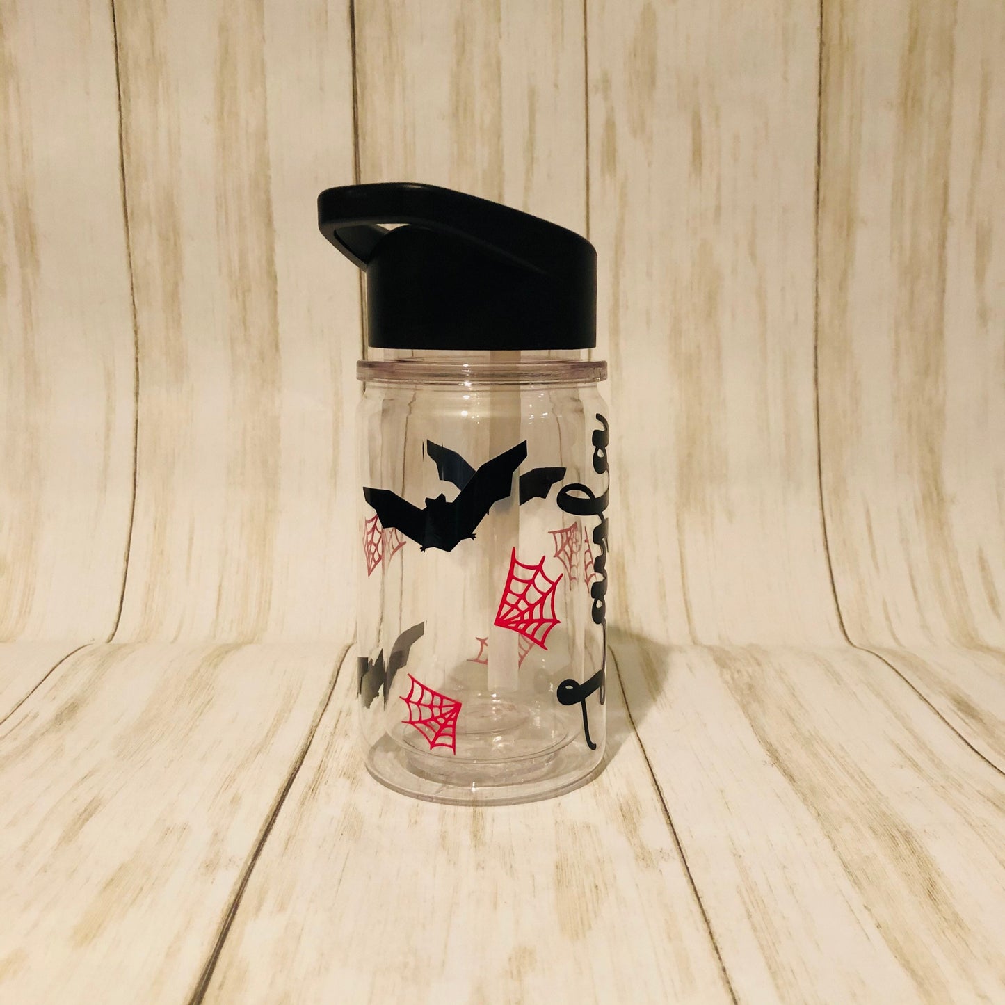 Halloween Themed Water Bottle,  Pink Halloween Decor, Bat Cup, Kids Halloween Tumbler, Children's Halloween Cup, Spooky Happy Halloween