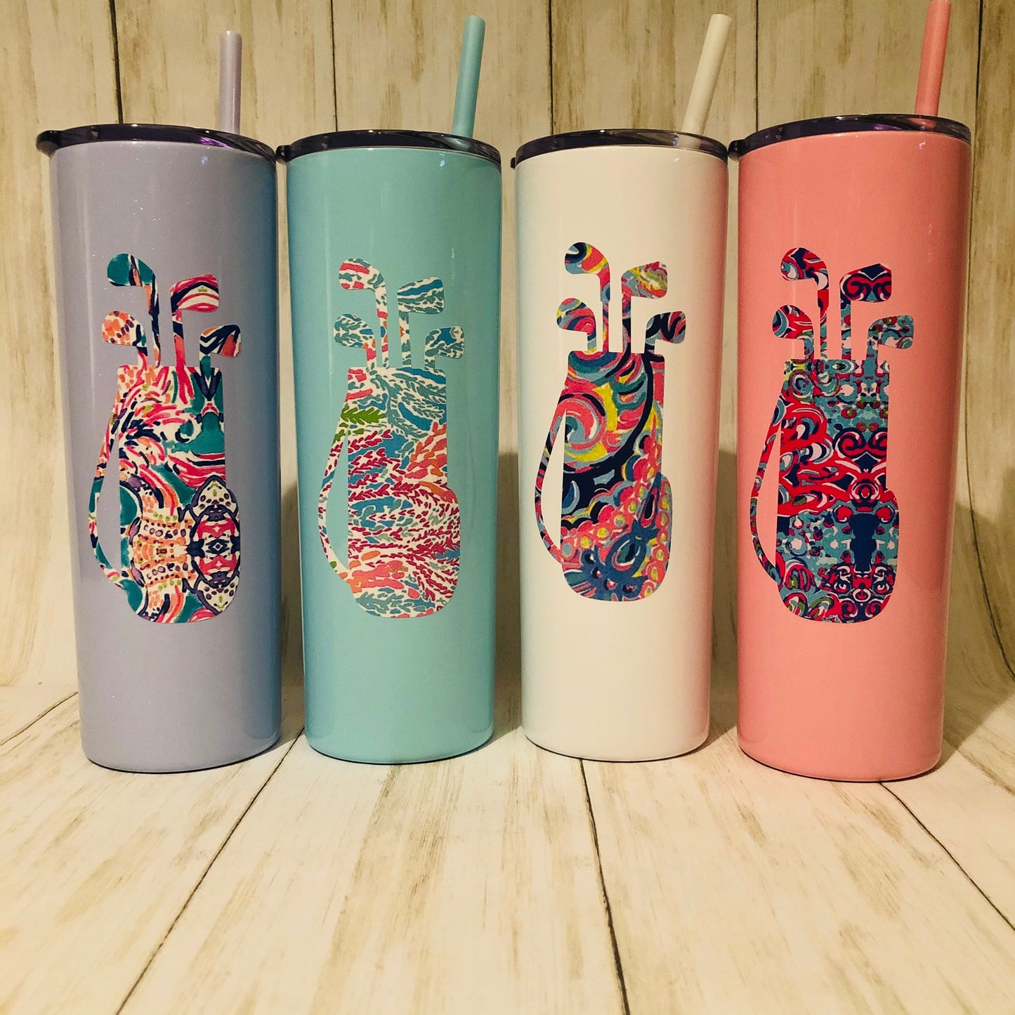 Golf Gift for Women, Golf Tumbler 20oz, Personalized Golf Tumbler, Iced Coffee Tumbler, Lilly Inspired Golf Cup, Golf Bag Tumbler