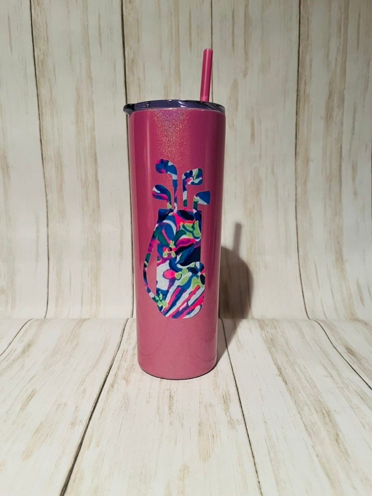 Golf Gift for Women, Golf Tumbler 20oz, Personalized Golf Tumbler, Iced Coffee Tumbler, Lilly Inspired Golf Cup, Golf Bag Tumbler