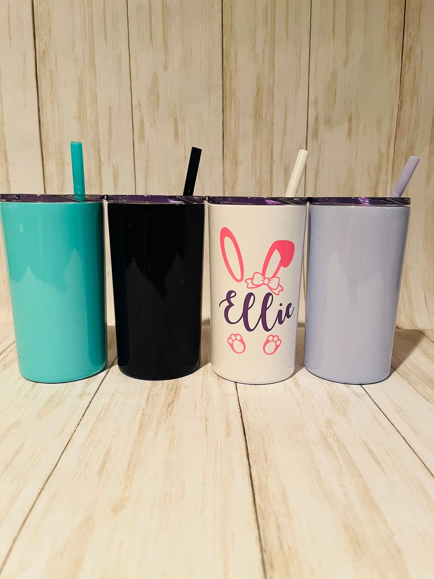 Easter Bunny Personalized Kids Name Monogrammed Tumbler for Kids, Girl Boy Easter Sippy Cup with Lid straw, Easter Basket Filler for kids