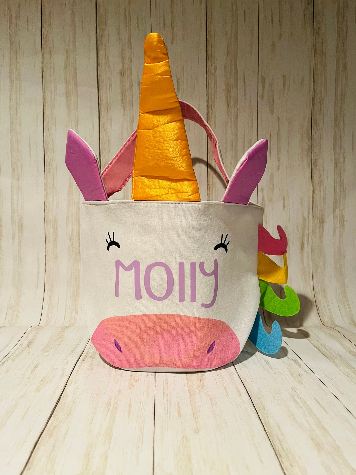 Personalized Unicorn Easter Basket, Unicorn Bucket, Girls Easter Basket, Unicorn Easter, Easter Egg Hunt Candy Bag, Girls Unicorn Basket