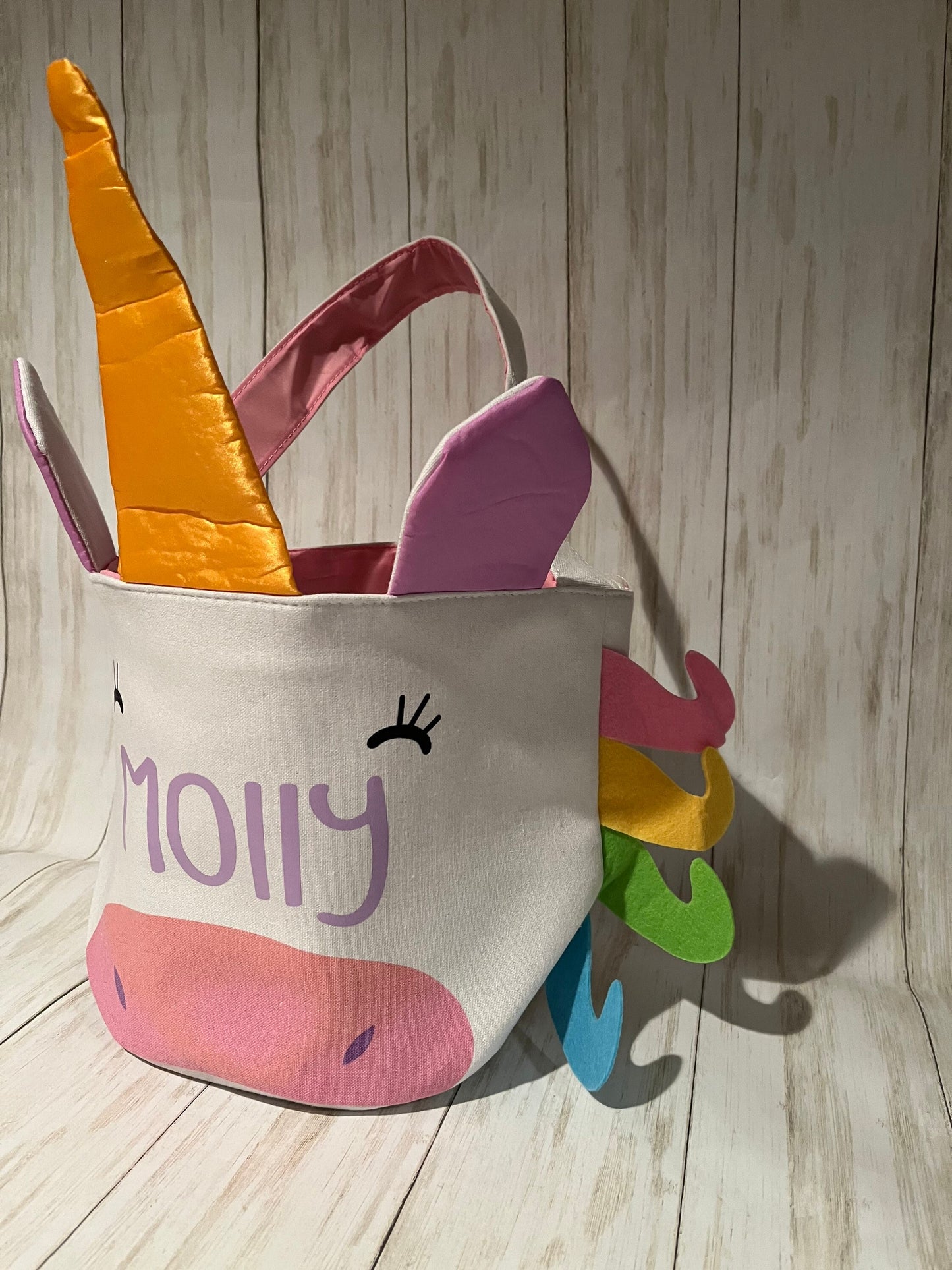 Personalized Unicorn Easter Basket, Unicorn Bucket, Girls Easter Basket, Unicorn Easter, Easter Egg Hunt Candy Bag, Girls Unicorn Basket