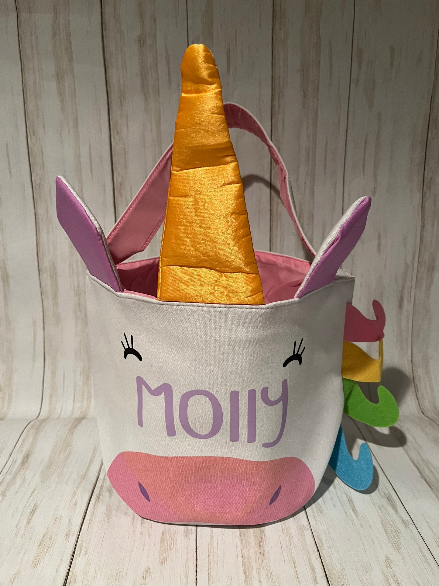 Personalized Unicorn Easter Basket, Unicorn Bucket, Girls Easter Basket, Unicorn Easter, Easter Egg Hunt Candy Bag, Girls Unicorn Basket