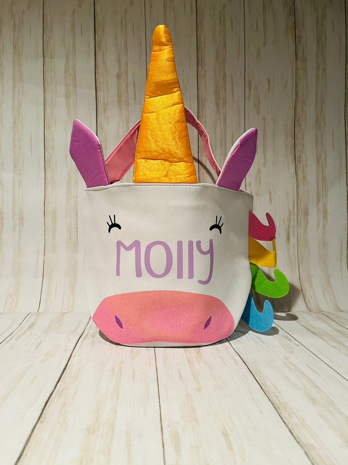 Personalized Unicorn Easter Basket, Unicorn Bucket, Girls Easter Basket, Unicorn Easter, Easter Egg Hunt Candy Bag, Girls Unicorn Basket