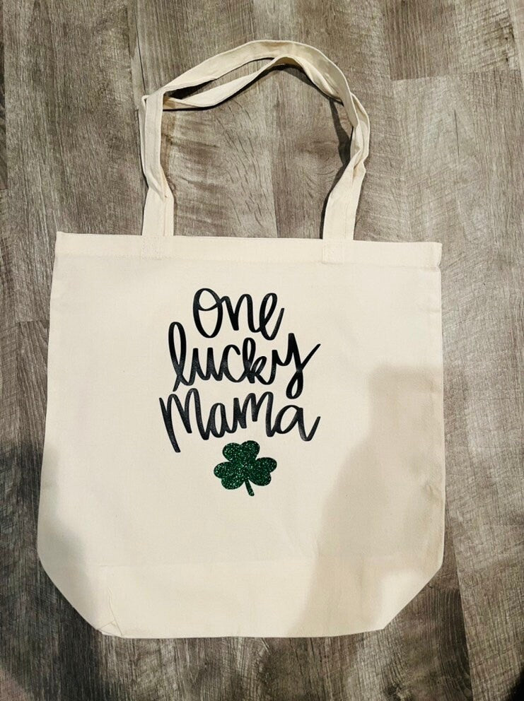 Lucky Mama, Mama Tote Bag, St. Patricks Day Gift, Mothers Day Gift, St. Patricks Day Tote Bag, Gift for Mom, Lucky Mama Tote, Canvas Tote