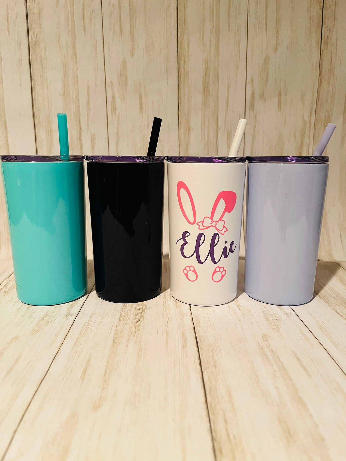 Easter Bunny Personalized Kids Name Monogrammed Tumbler for Kids, Girl Boy Easter Sippy Cup with Lid straw, Easter Basket Filler for kids