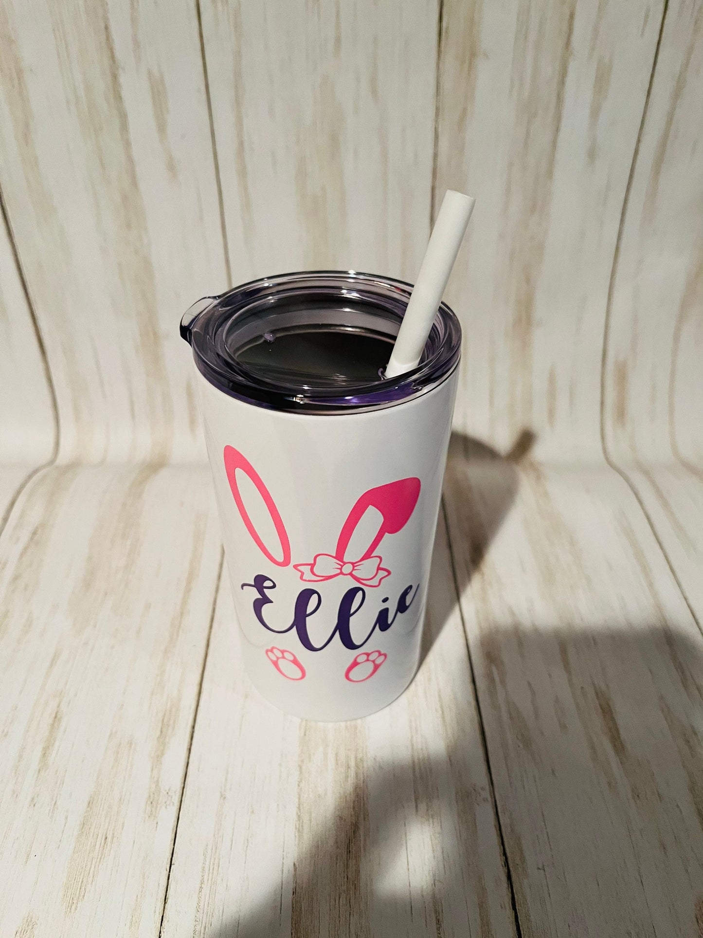 Easter Bunny Personalized Kids Name Monogrammed Tumbler for Kids, Girl Boy Easter Sippy Cup with Lid straw, Easter Basket Filler for kids