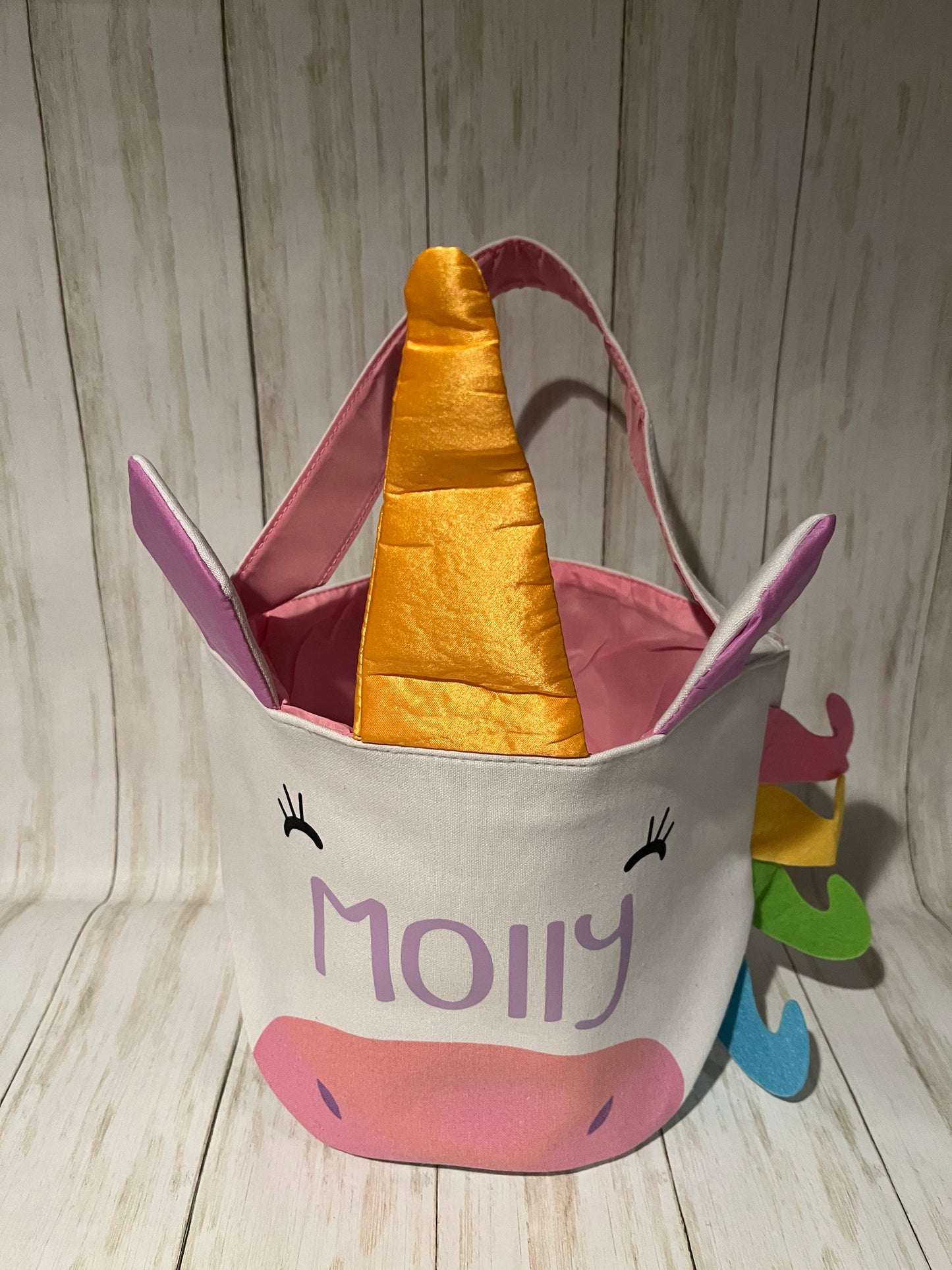 Personalized Unicorn Easter Basket, Unicorn Bucket, Girls Easter Basket, Unicorn Easter, Easter Egg Hunt Candy Bag, Girls Unicorn Basket