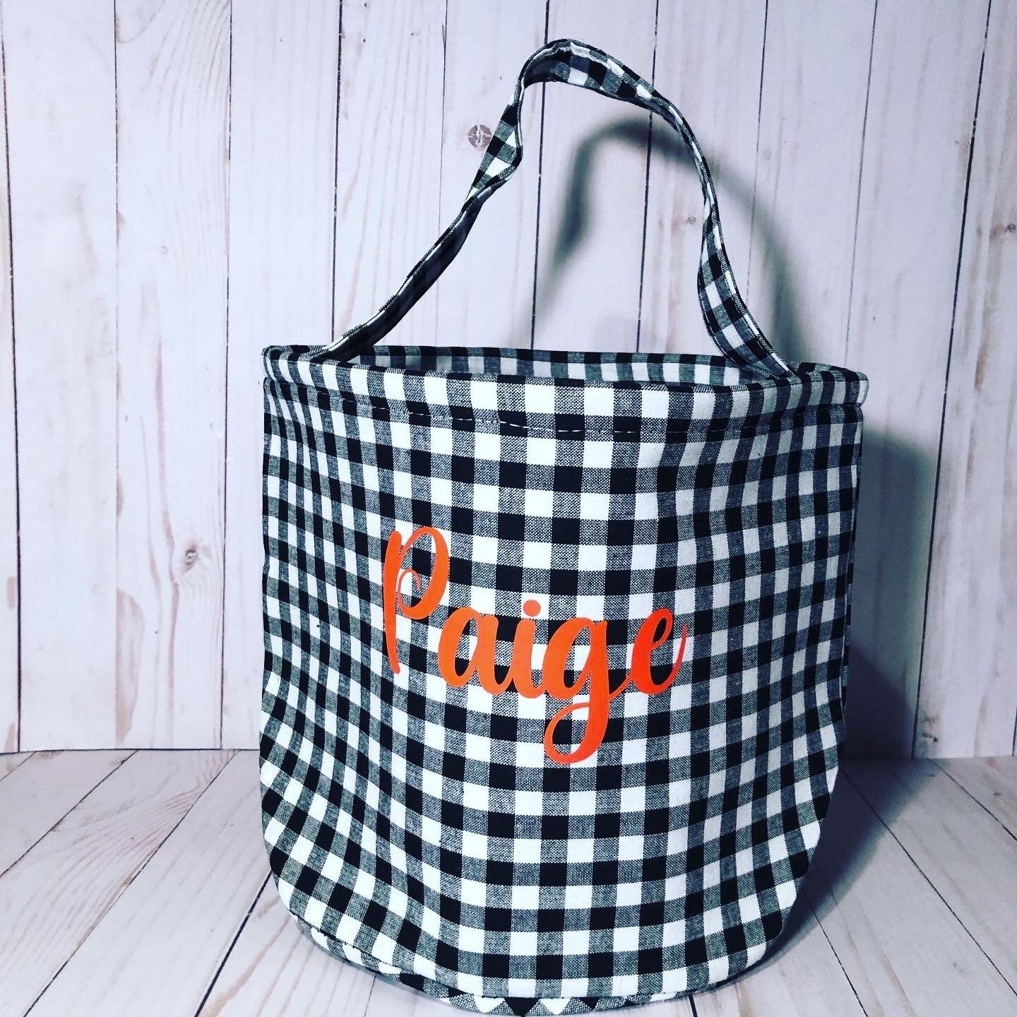 Trick or Treat Bag, Personalized Halloween Bag, Kids Halloween BAG, Gingham Halloween Tote, Halloween Basket, Trick or Treat Bag, Candy Tote