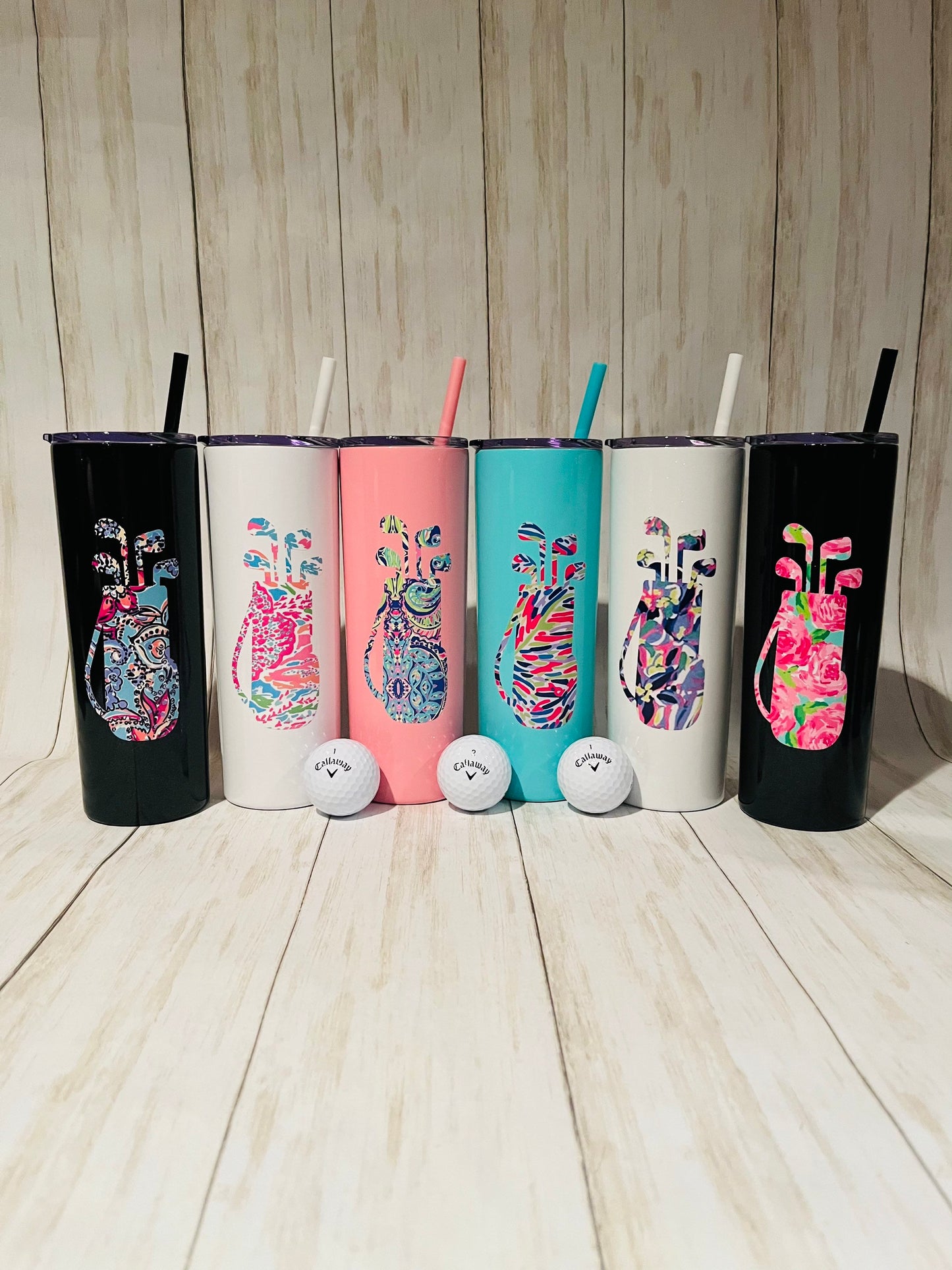 Golf Gift for Women, Golf Tumbler 20oz, Personalized Golf Tumbler, Iced Coffee Tumbler, Lilly Inspired Golf Cup, Golf Bag Tumbler