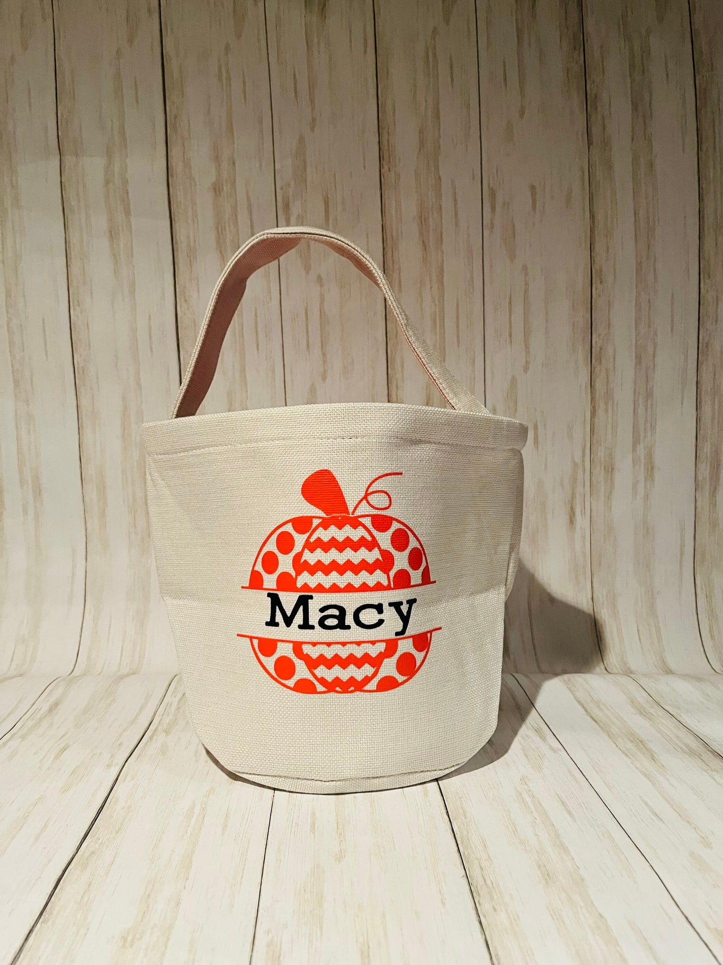 Personalized kids name Halloween pumpkin Trick or Treat Bag, Custom boy girl Large canvas Candy Tote bag, Personalized Pumpkin candy carrier