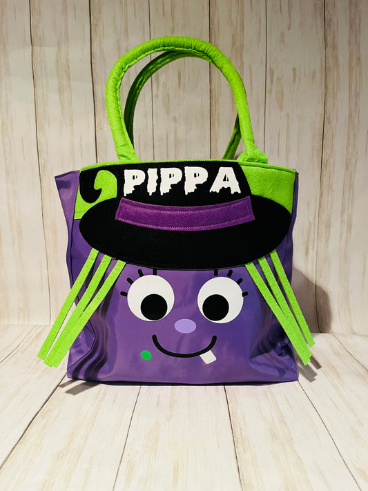 Trick or Treat Bag, Personalized Halloween Bag, Kids Halloween Bag, Large Candy Bag, Halloween Bucket, Halloween Candy Bag Character Tote