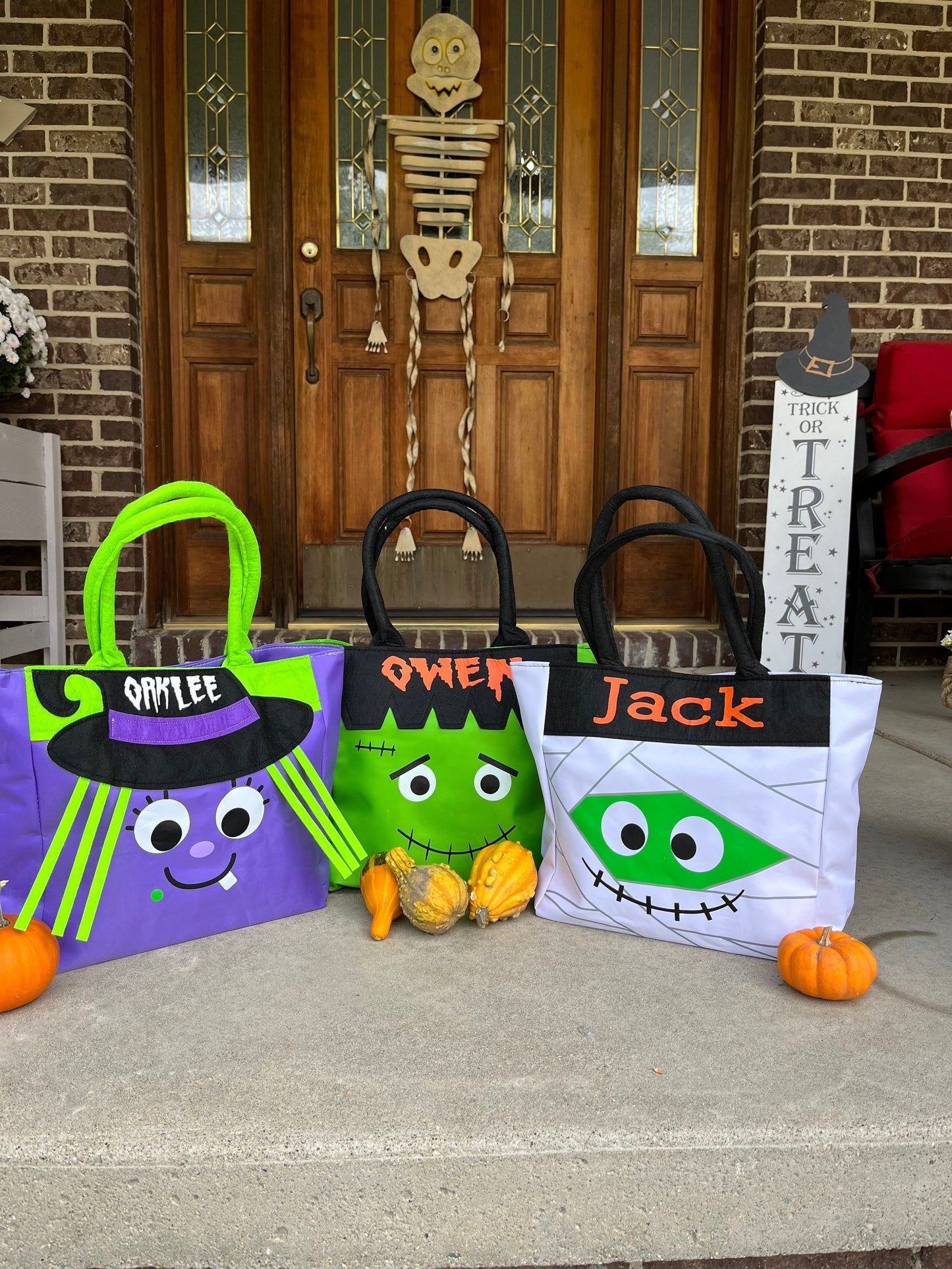 Trick or Treat Bag, Personalized Halloween Bag, Kids Halloween Bag, Large Candy Bag, Halloween Bucket, Halloween Candy Bag Character Tote