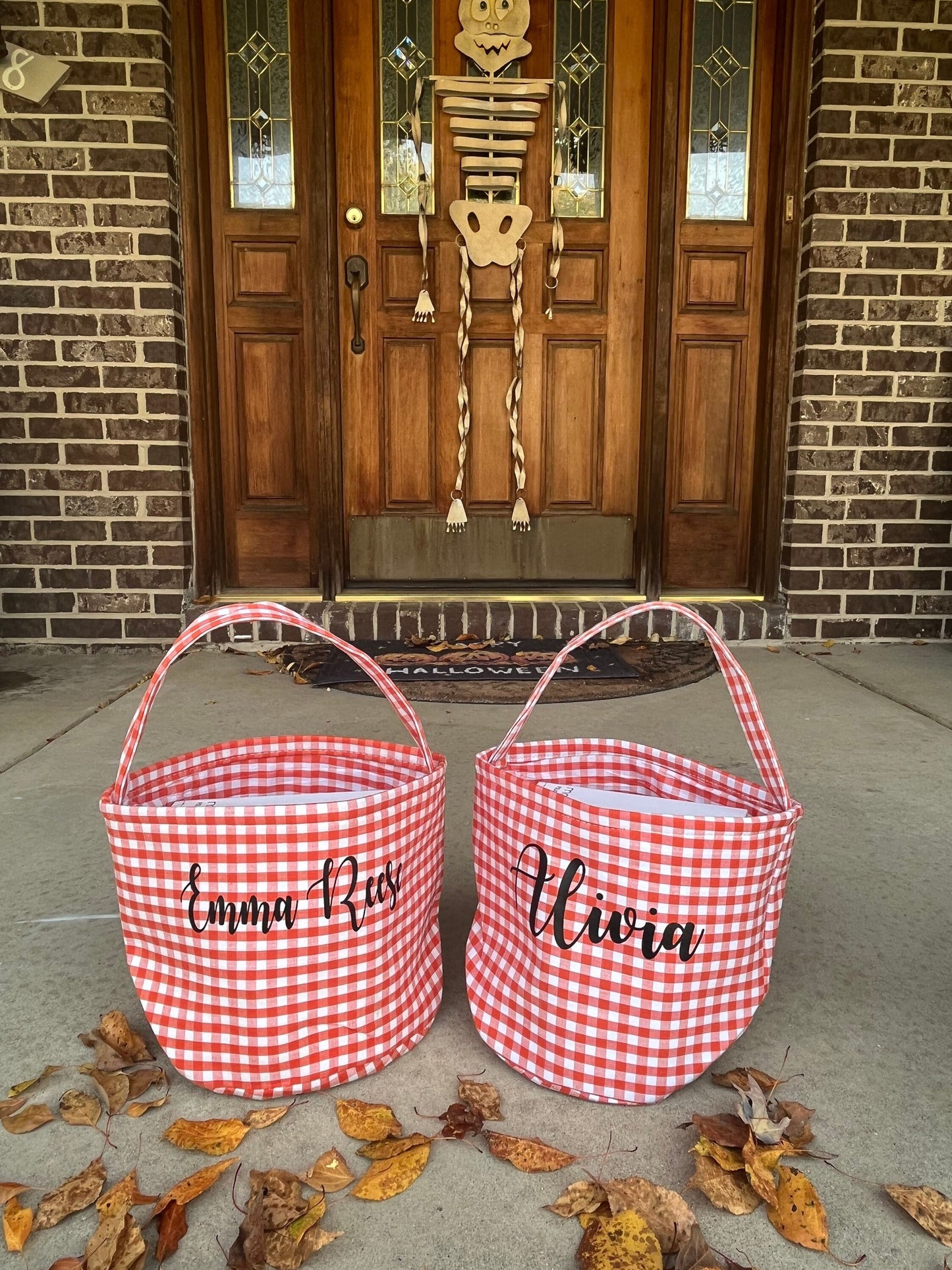 Trick or Treat Bag, Personalized Halloween Bag, Kids Halloween BAG, Gingham Halloween Tote, Halloween Basket, Trick or Treat Bag, Candy Tote