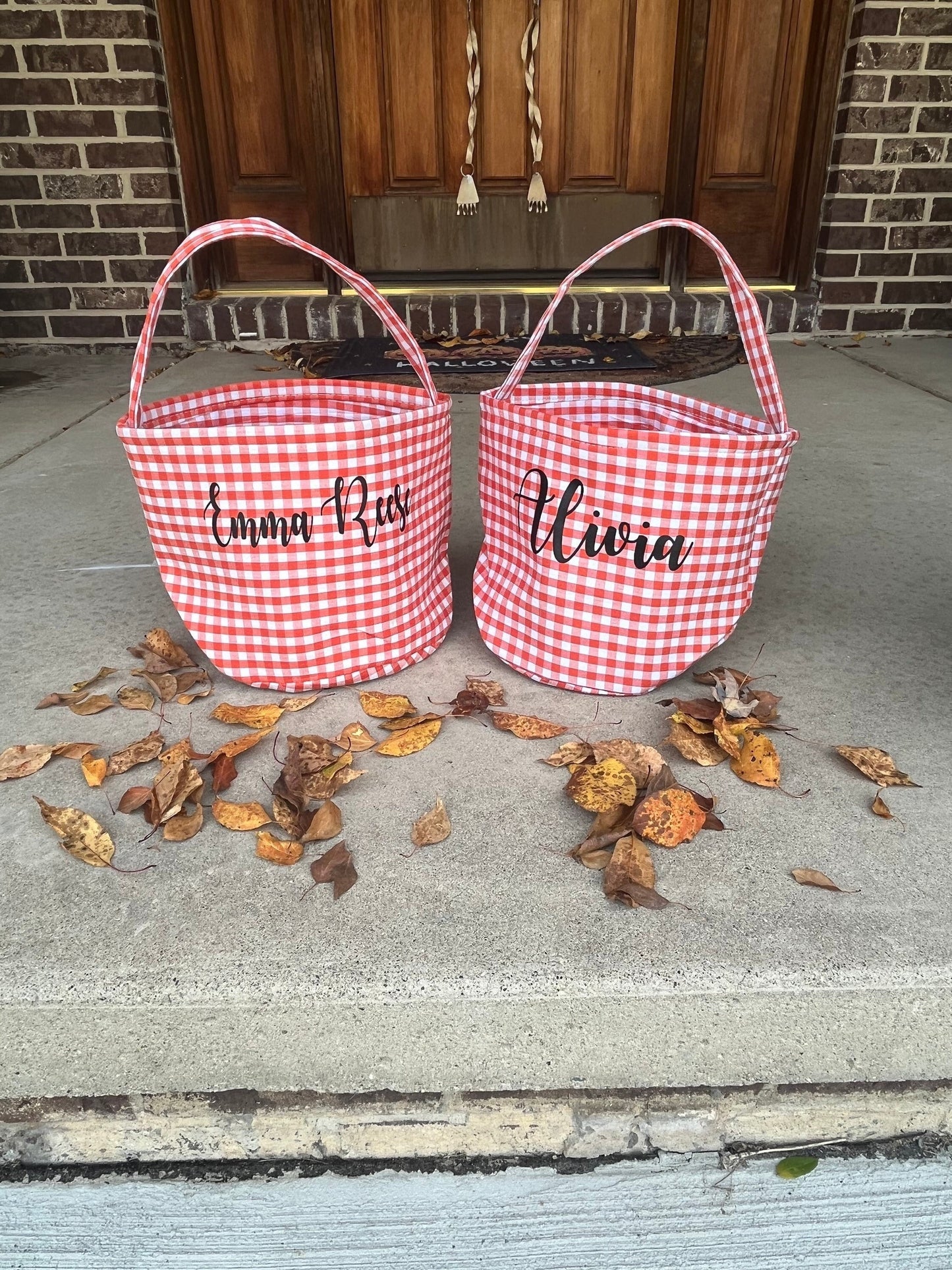 Trick or Treat Bag, Personalized Halloween Bag, Kids Halloween BAG, Gingham Halloween Tote, Halloween Basket, Trick or Treat Bag, Candy Tote