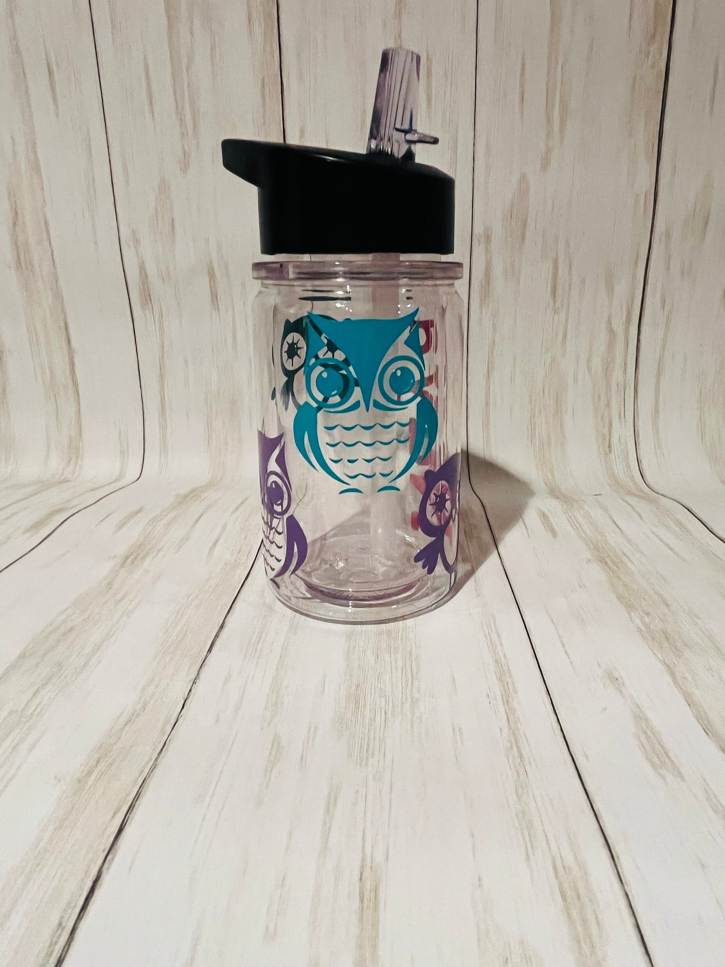 Owl Water Bottle, Owl Theme Birthday, Owl Lover Gift, Personalized Kids Cup with Straw, Cute Owl Mug, Girl Sports Bottle, Owl Gift for Kids