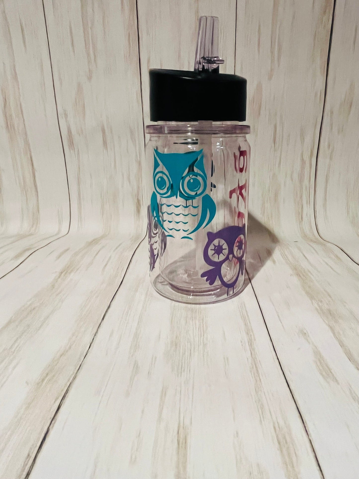 Owl Water Bottle, Owl Theme Birthday, Owl Lover Gift, Personalized Kids Cup with Straw, Cute Owl Mug, Girl Sports Bottle, Owl Gift for Kids