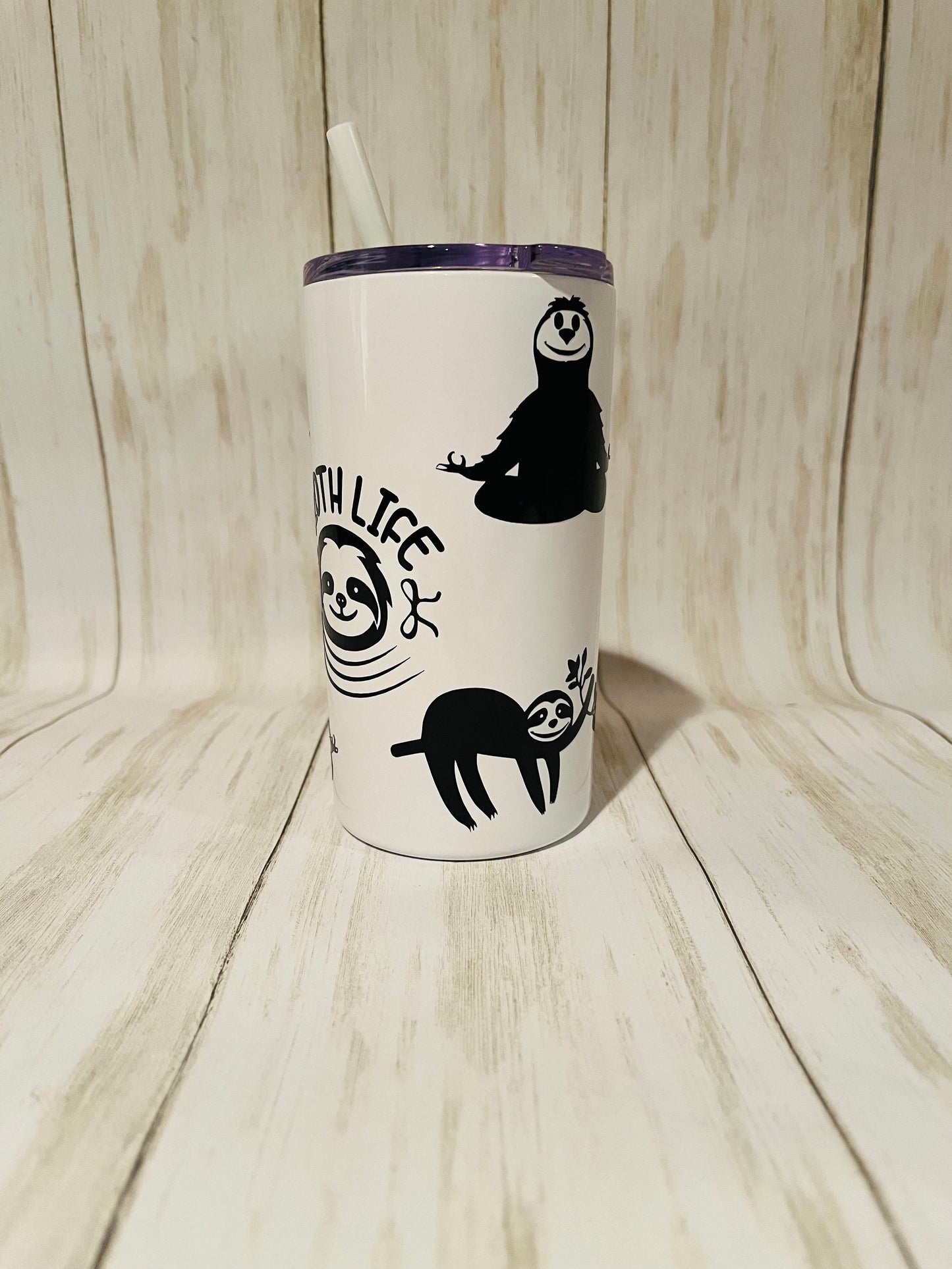 Sloth Gift for Kids, Personalized Sloth Tumbler Lid Straw, Sloth Party Decor, Sloth Birthday Party Cup, Sloth Lover Jungle Theme Party