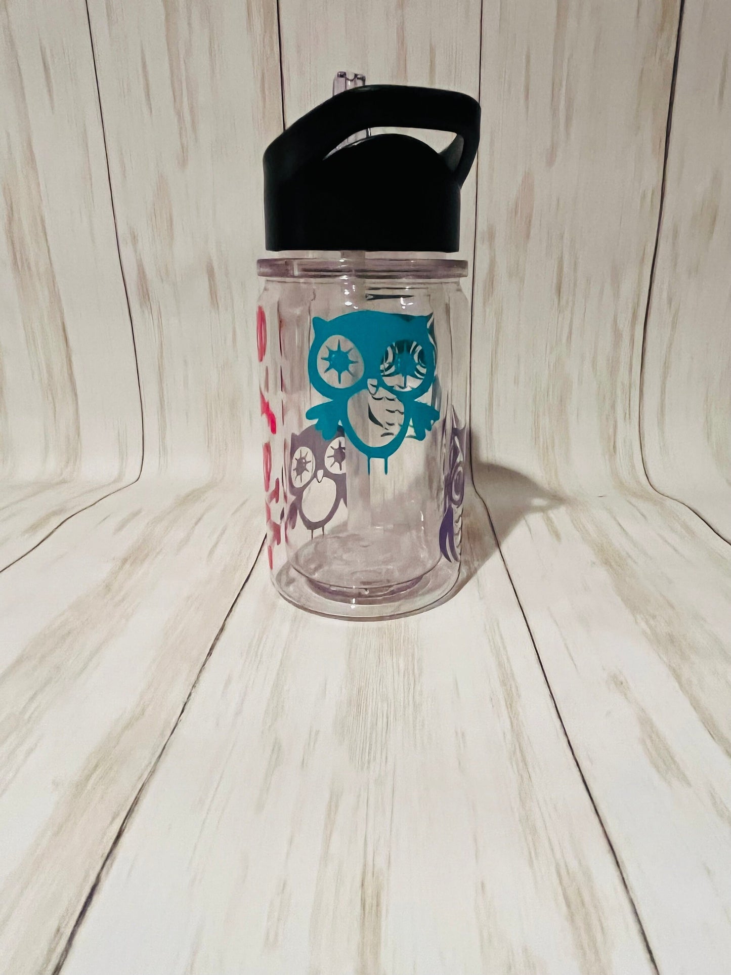 Owl Water Bottle, Owl Theme Birthday, Owl Lover Gift, Personalized Kids Cup with Straw, Cute Owl Mug, Girl Sports Bottle, Owl Gift for Kids