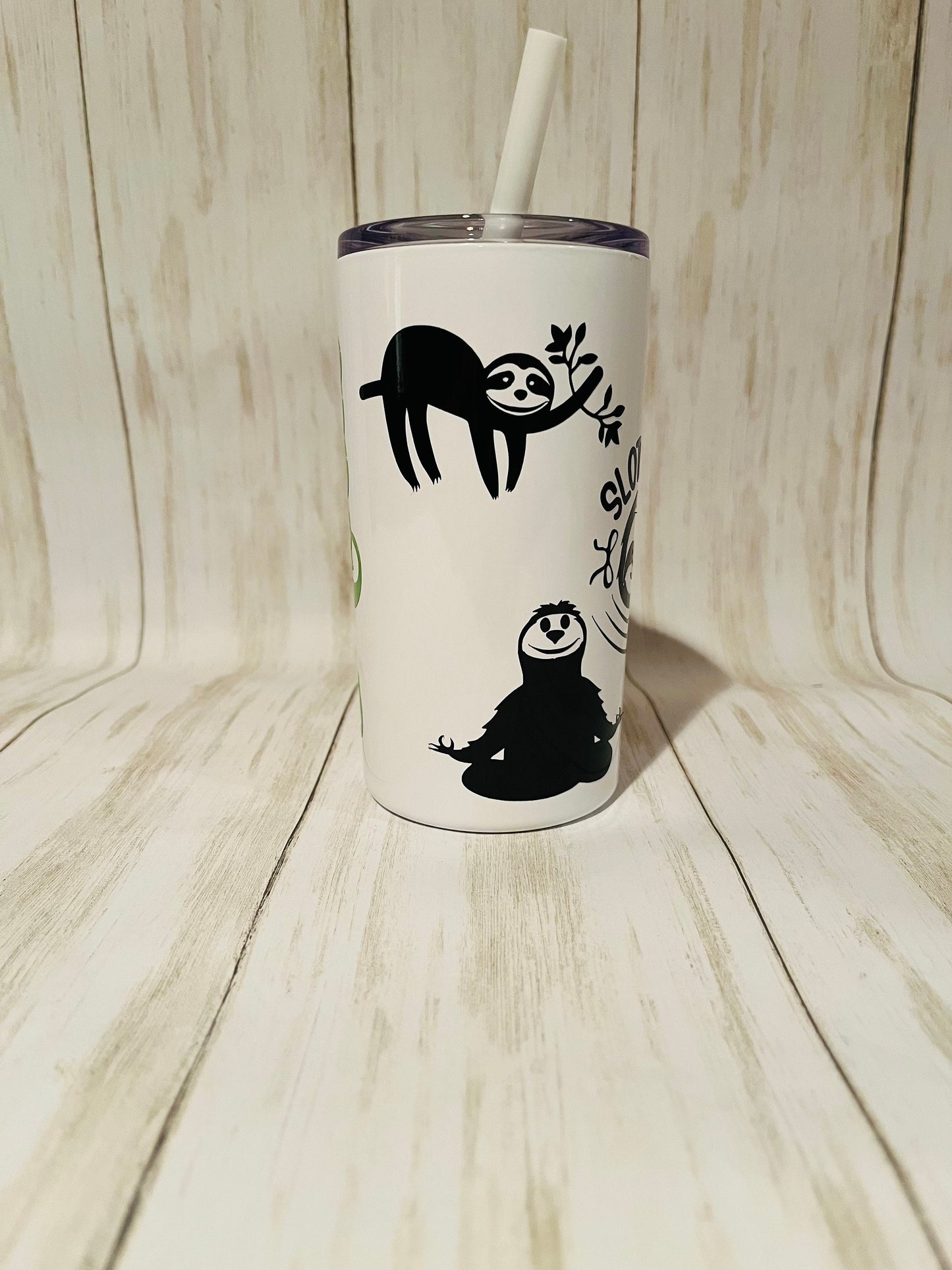 Sloth Gift for Kids, Personalized Sloth Tumbler Lid Straw, Sloth Party Decor, Sloth Birthday Party Cup, Sloth Lover Jungle Theme Party