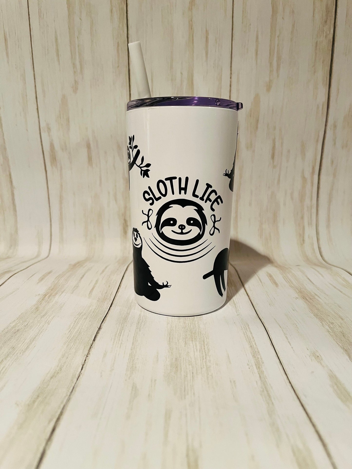 Sloth Gift for Kids, Personalized Sloth Tumbler Lid Straw, Sloth Party Decor, Sloth Birthday Party Cup, Sloth Lover Jungle Theme Party