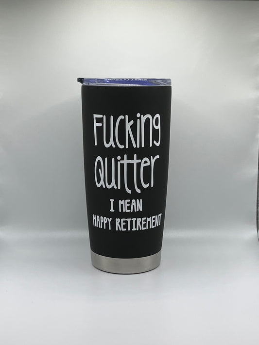 Funny Retirement Gifts, Sarcastic Coffee Tumbler Gift for Men, Coworker Retirement Party Personalized Gift Tumbler, F*cking Quitter