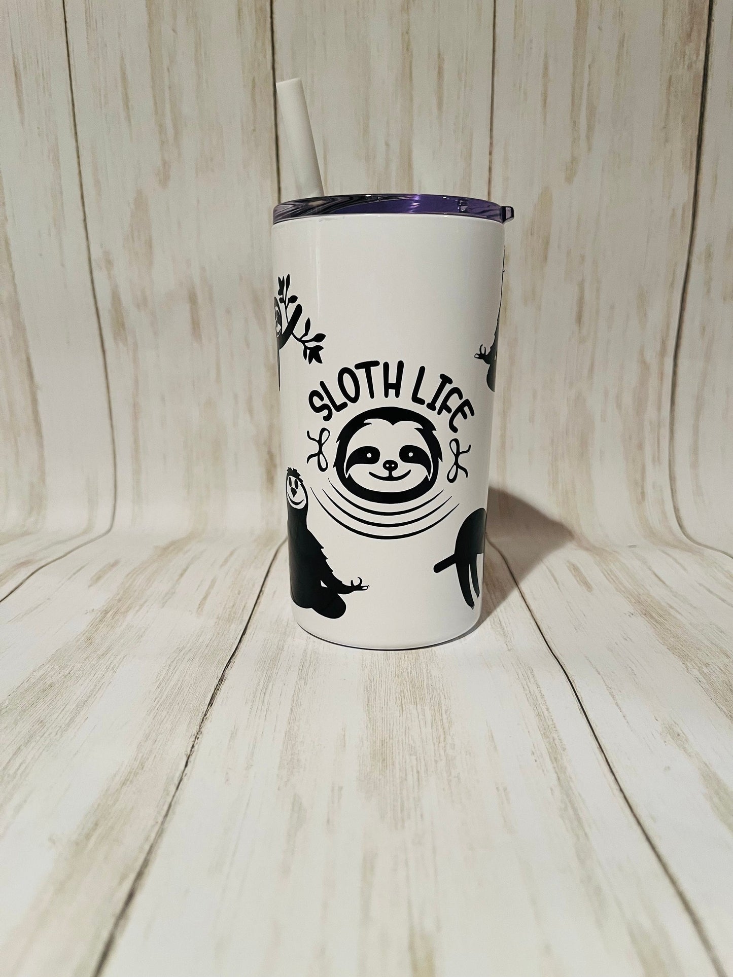 Sloth Gift for Kids, Personalized Sloth Tumbler Lid Straw, Sloth Party Decor, Sloth Birthday Party Cup, Sloth Lover Jungle Theme Party