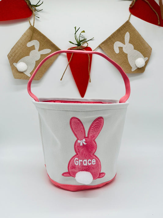 Personalized Easter Basket, Kids Egg Hunt Bag, Personalized Bunny Basket, Bunny with Tail, EASTER Bunny, Easter, Monogram Easter