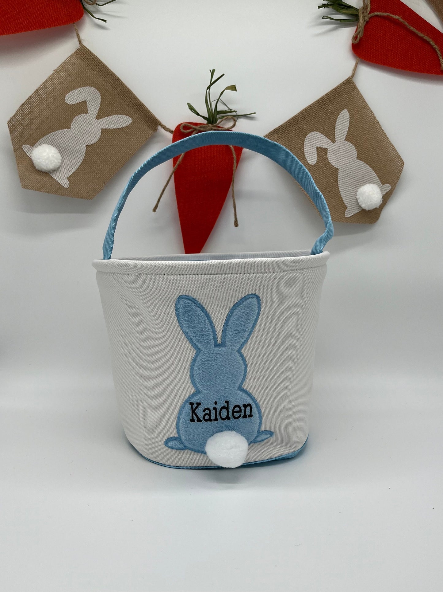 Personalized Easter Basket, Kids Egg Hunt Bag, Personalized Bunny Basket, Bunny with Tail, EASTER Bunny, Easter, Monogram Easter