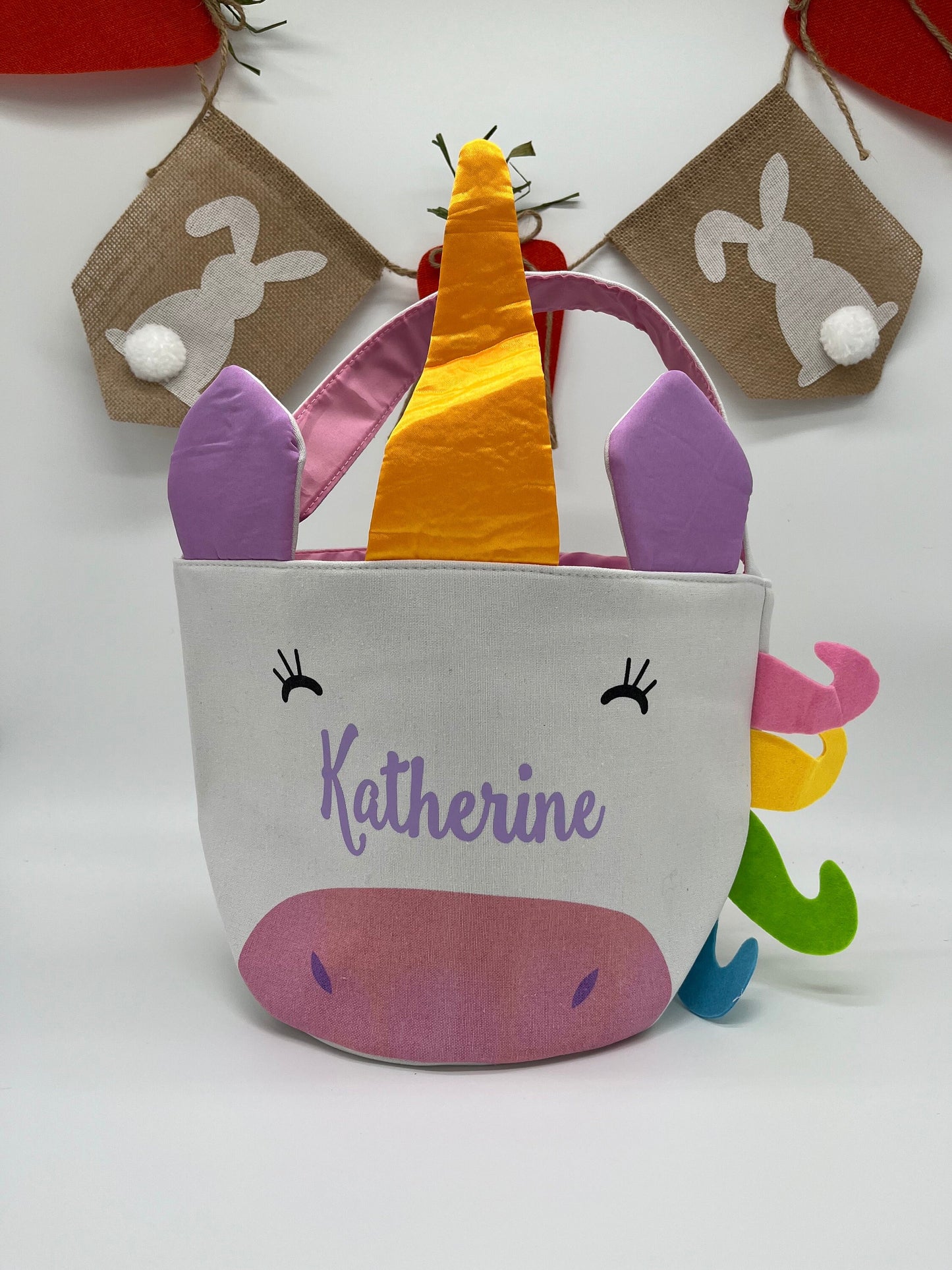 Personalized Unicorn Easter Basket, Unicorn Bucket, Girls Easter Basket, Unicorn Easter, Easter Egg Hunt Candy Bag, Girls Unicorn Basket