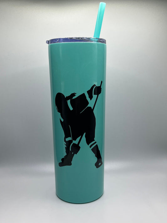 Personalized Insulated Stainless Steel Hockey Tumbler, Custom Hockey Team Mom Travel Cup, Glitter 20oz Player Name To-go Tumbler, Hockey