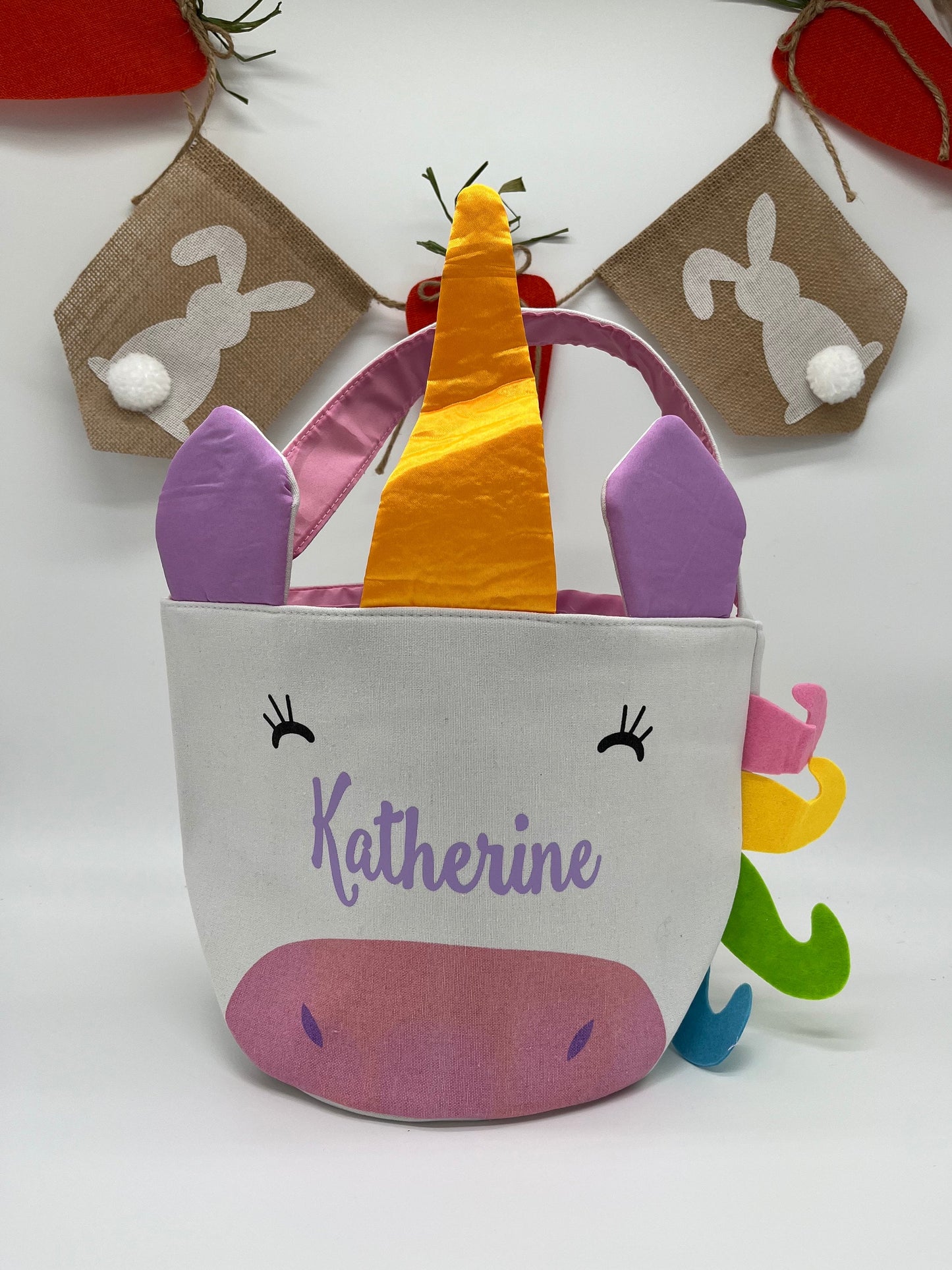 Personalized Unicorn Easter Basket, Unicorn Bucket, Girls Easter Basket, Unicorn Easter, Easter Egg Hunt Candy Bag, Girls Unicorn Basket