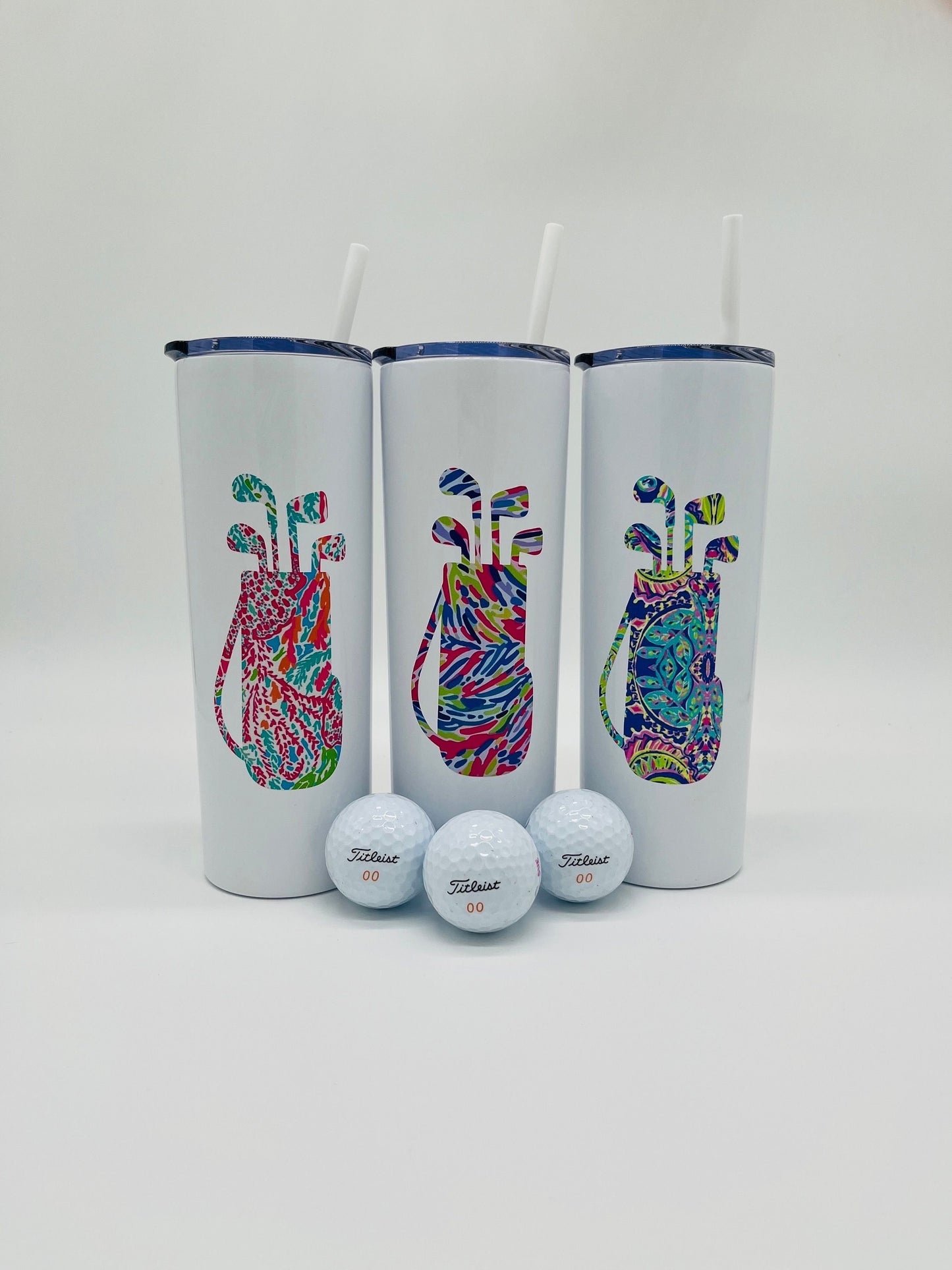 Golf Gift for Women, Golf Tumbler 20oz, Personalized Golf Tumbler, Iced Coffee Tumbler, Lilly Inspired Golf Cup, Golf Bag Tumbler